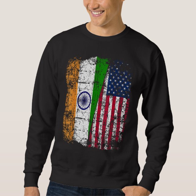 India USA Flag - Indian American Lång Ärmad Tröja (Framsida)
