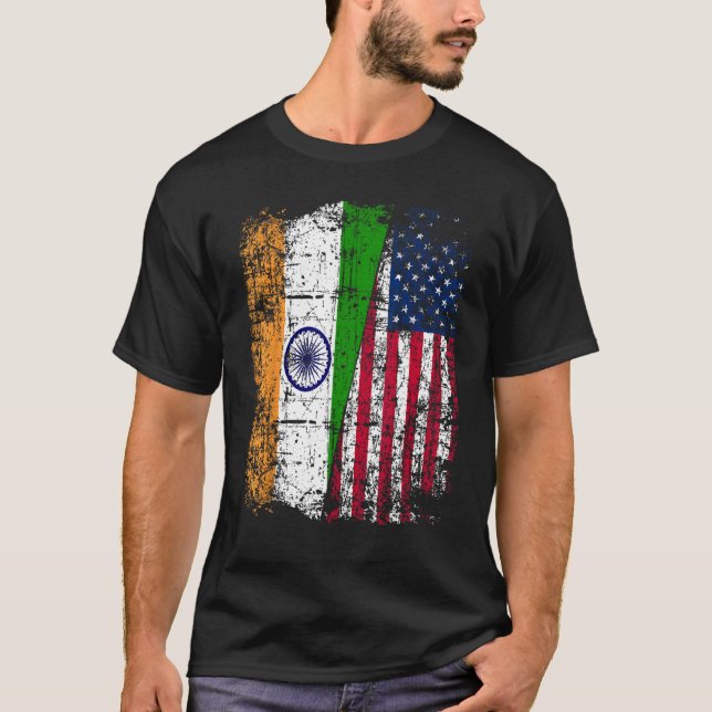 India USA Flag - Indian American T Shirt (Framsida)
