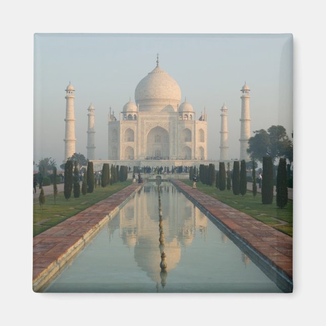 INDIA, Uttar Pradesh, Agra: Taj Mahal, God morgon Magnet (Framsidan)