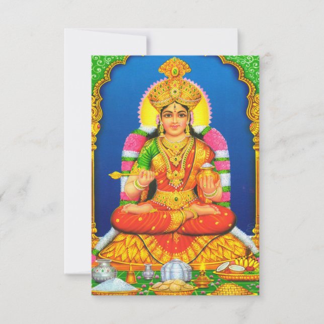 Indian Art Lakshmi Goddess Hindu Religion Tack Kort (Framsida)