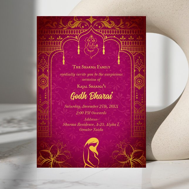 Indian Baby Shower Godh Bharai Hindu Inbjudningar (Skapare uppladdad)