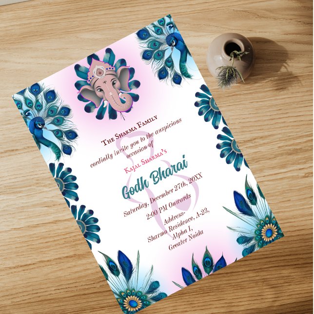Indian Baby Shower Godh Bharai Hindu Inbjudningar (Skapare uppladdad)