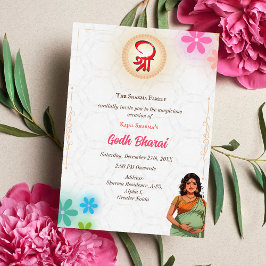 Indian Baby Shower Godh Bharai Hindu Inbjudningar