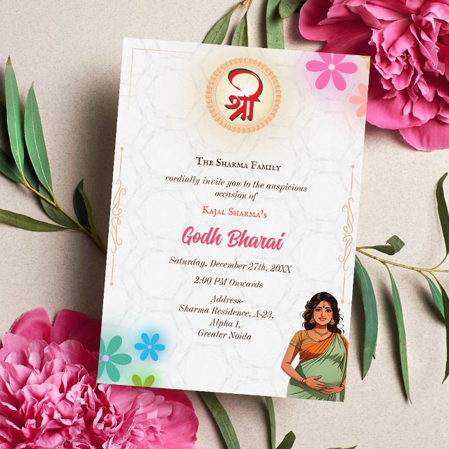 Indian Baby Shower Godh Bharai Hindu Inbjudningar (Skapare uppladdad)