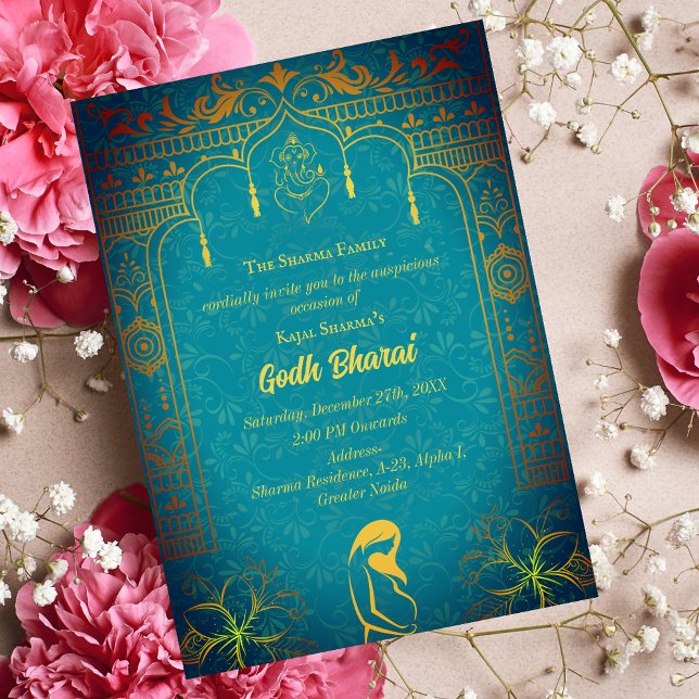 Indian Baby Shower Godh Bharai Hindu Inbjudningar (Skapare uppladdad)