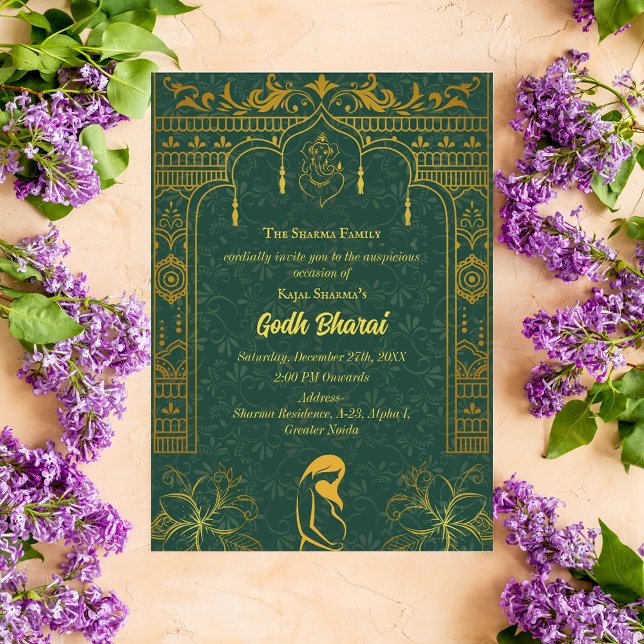 Indian Baby Shower Godh Bharai Hindu Inbjudningar (Skapare uppladdad)