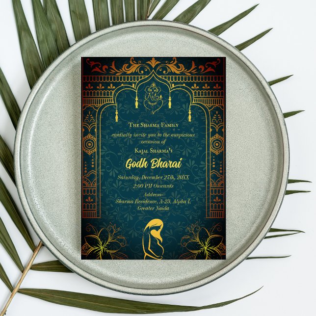 Indian Baby Shower Godh Bharai Hindu Inbjudningar (Skapare uppladdad)