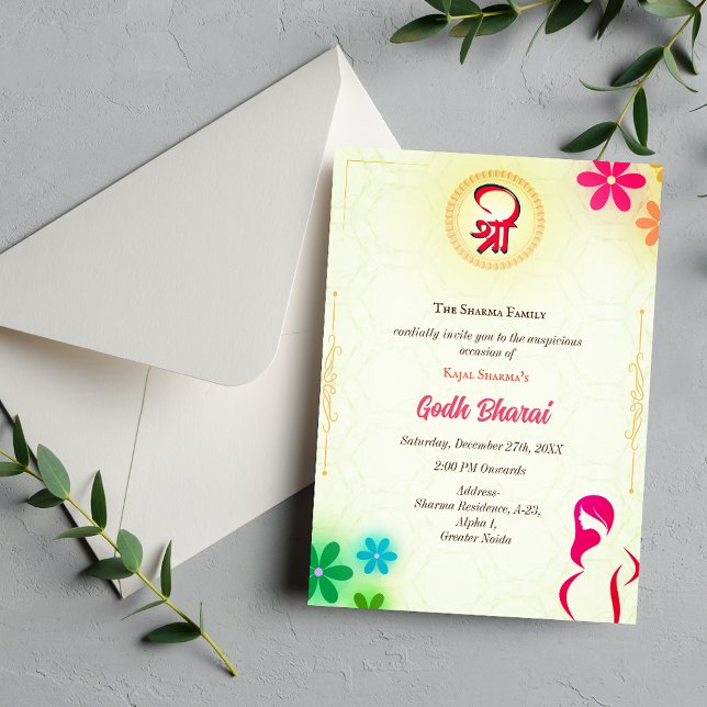 Indian Baby Shower Godh Bharai Hindu Inbjudningar (Skapare uppladdad)