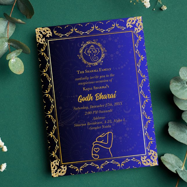 Indian Baby Shower Godh Bharai Hindu Inbjudningar (Skapare uppladdad)
