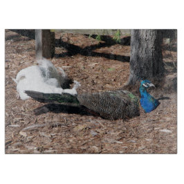 Indian Blue and White Pheasants Cutting Board