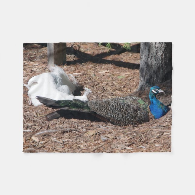 Indian Blue and White Pheasants fleece blanket (Framsidan (Horisontell))