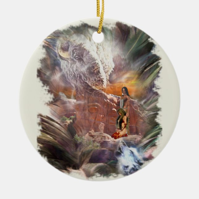 Indian Bröllop Night Vignette Julgransprydnad Keramik (Framsidan)