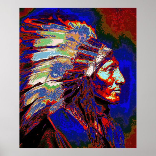 Indian Chief Graphic Porträtt Poster (Framsidan)
