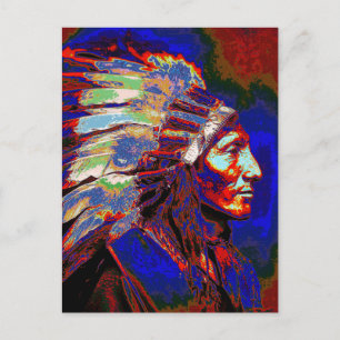 indian Chief Graphic Porträtt Vykort