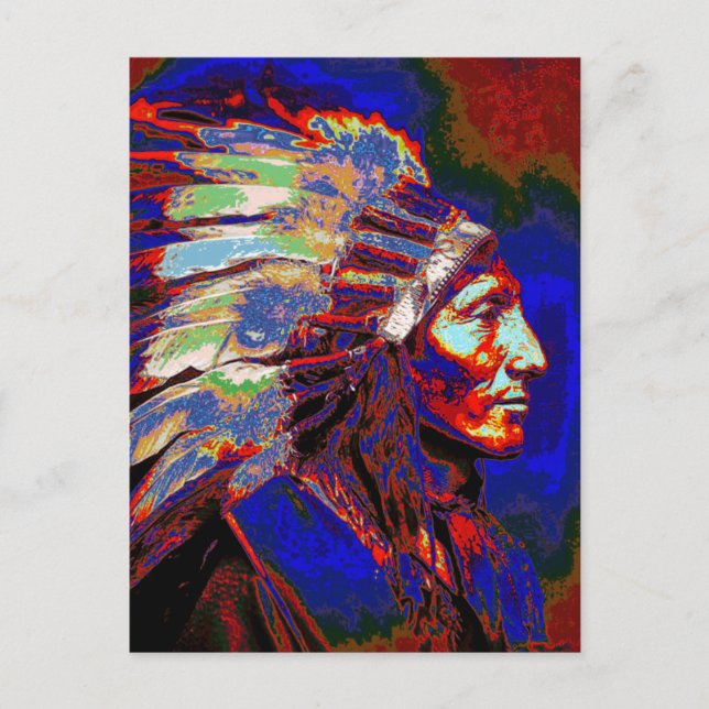 indian Chief Graphic Porträtt Vykort (Framsida)