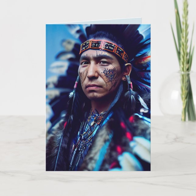 INDIAN CHIEF PHOTO BIRTHDAY BIG CARDS KORT (Framsida)