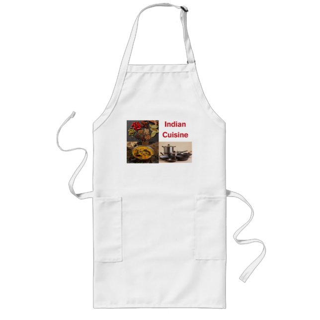 Indian Cuisine Chef’s Apron – Traditional Food Art Långt Förkläde (Framsidan)