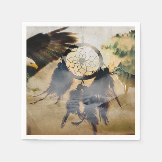 Indian Dream Catcher, Varg Eagle Napkins Pappersservett (Framsidan)