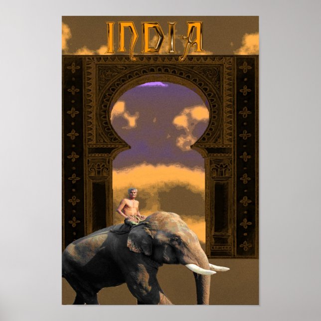 Indian Elephant and Rider Poster (Framsidan)