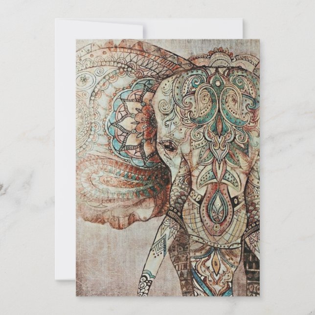 Indian Elephant Inbjudningar (Framsida)