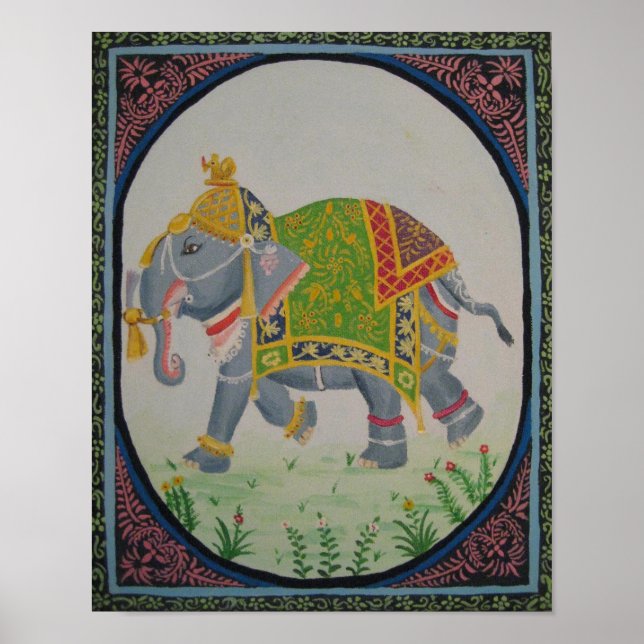 indian Elephant-målning Poster (Framsidan)
