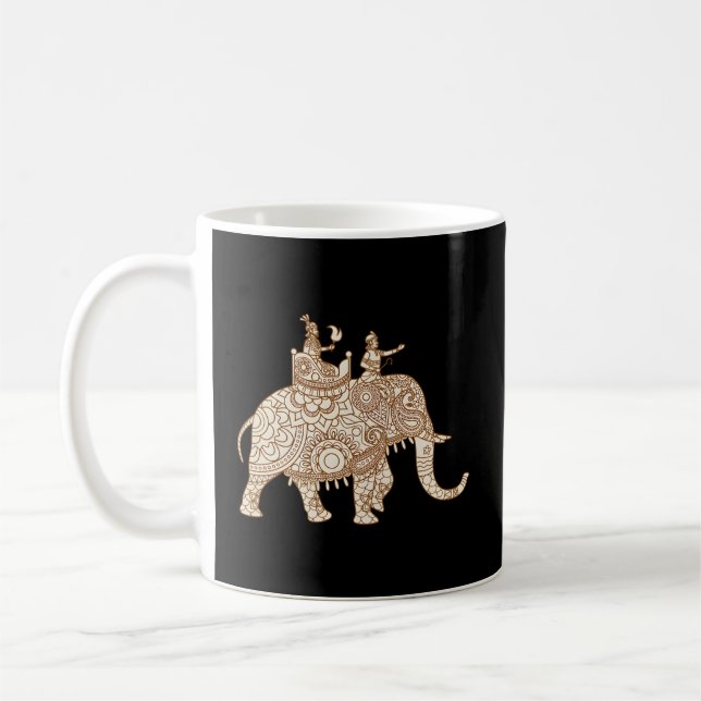 Indian Elephant Stil Elephant Rider Paisley Kaffemugg (Vänster)
