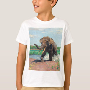 Indian Elephant vid ett Waterhål av Wilhelm Kuhner T Shirt