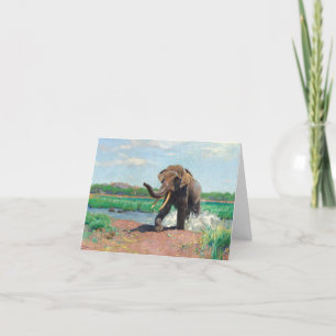 Indian Elephant vid ett Waterhål av Wilhelm Kuhner Tack Kort