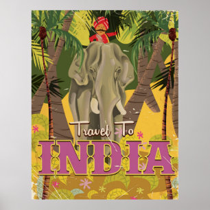 indian elephant vintage resor poster
