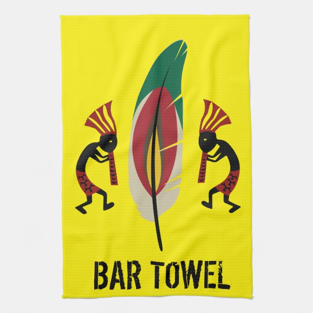 Indian Feather Kokopelli Pub Towel Kökshandduk (Vertikal)