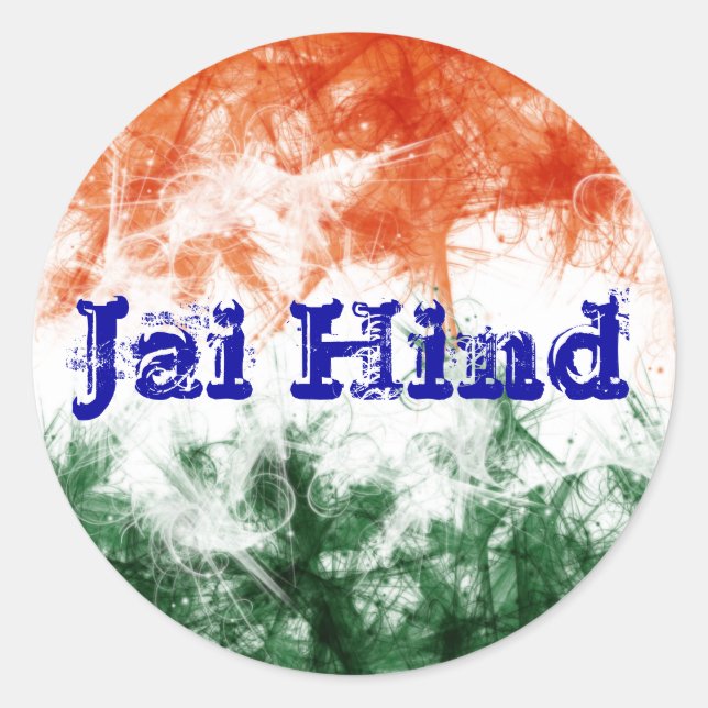 Indian Flagga Jai Hind Runt Klistermärke (Framsida)