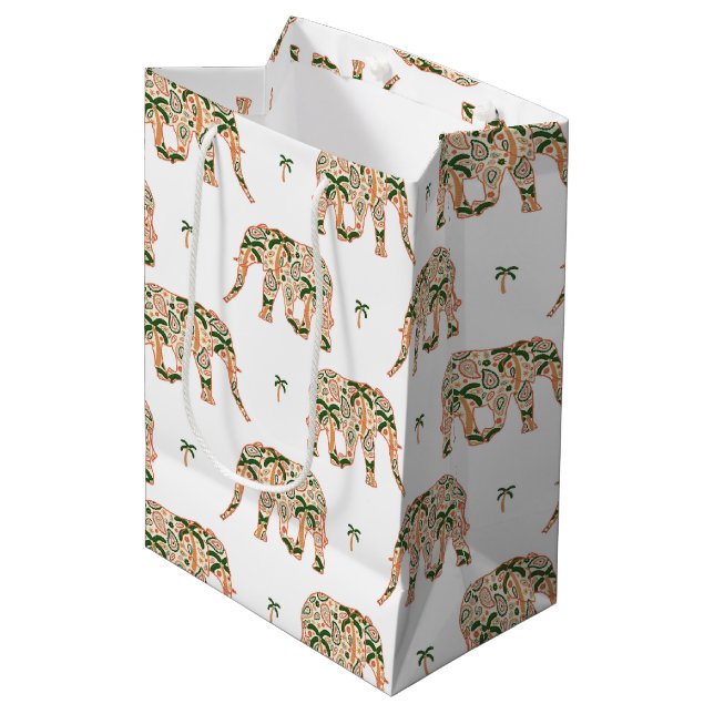 Indian Floral Paisley Ornate Elephants (Framsidan Vinklad)