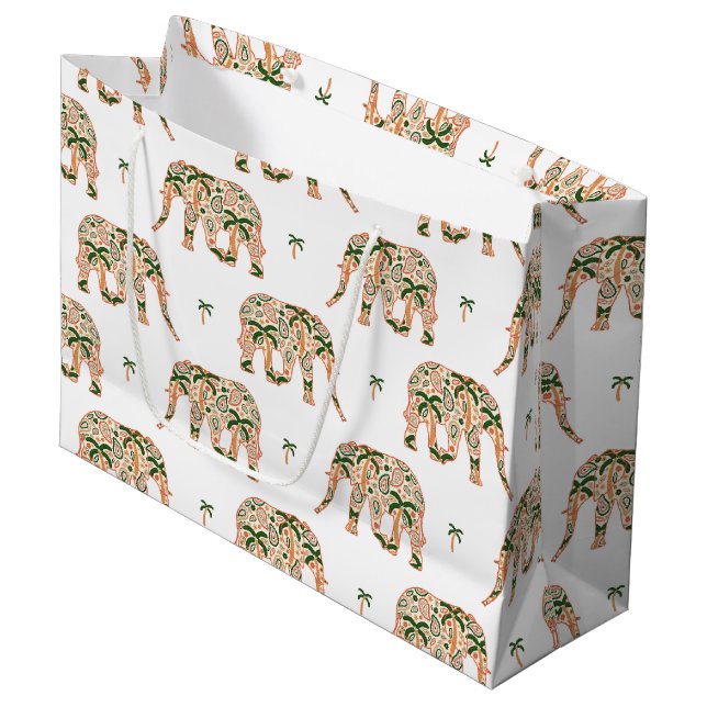 Indian Floral Paisley Ornate Elephants (Framsidan Vinklad)