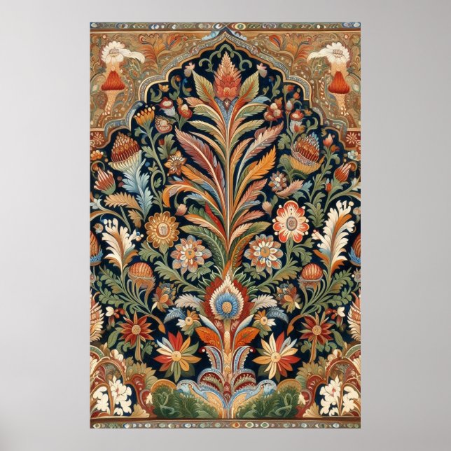 Indian Folk Floral Art Print Poster (Framsidan)
