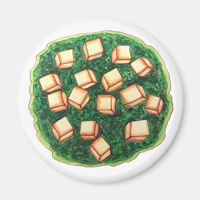 Indian Food India Saag Paneer Spinach Cheese Magnet (Framsidan)