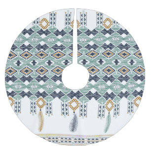 Indian Geometry Seamless Gräns Julgransmatta Borstad Polyester