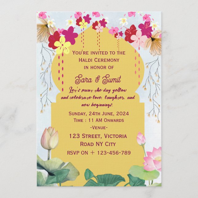 Indian Haldi Ceremony Invitations  Inbjudningar (Framsida)