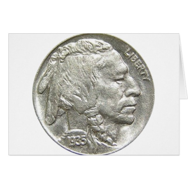 INDIAN HEAD NICKEL HÄLSNINGSKORT (Framsidan Horizontal)
