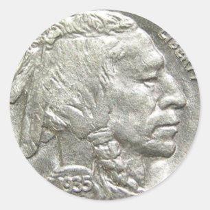 INDIAN HEAD NICKEL RUNT KLISTERMÄRKE