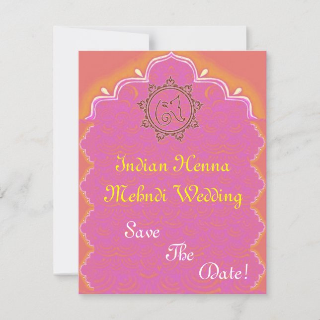 indian henna mehndi bröllop spara datumet (Framsida)