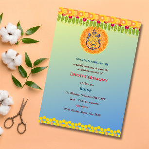 Indian Hindu Boy Dhoti Ceremony Pancha Kattu Inbjudningar
