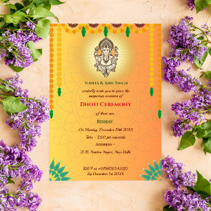 Indian Hindu Boy Dhoti Ceremony Pancha Kattu Inbjudningar
