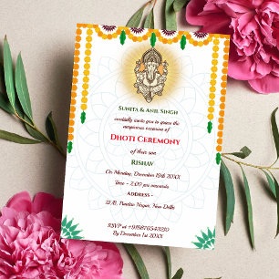 Indian Hindu Boy Dhoti Ceremony Pancha Kattu Inbjudningar
