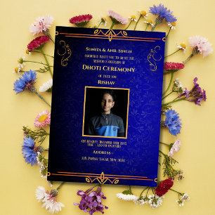 Indian Hindu Boy Dhoti Ceremony Pancha Kattu Invit Inbjudningar