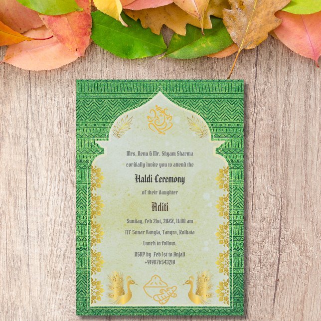 Indian Hindu Bride Haldi Ceremony Ganesha Inbjudningar (Skapare uppladdad)