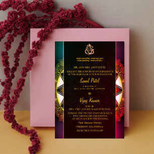 Indian Hindu Bröllop Ganesha & Chakra Inbjudningar