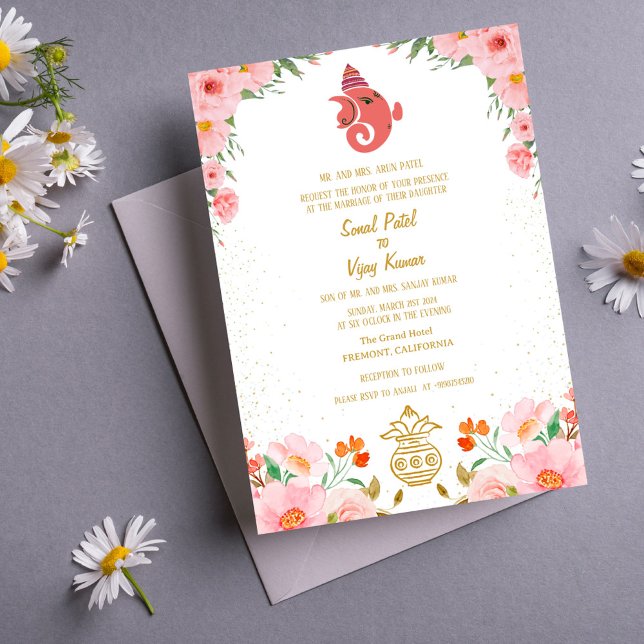 Indian Hindu Bröllop Ganesha Inbjudningar (Skapare uppladdad)