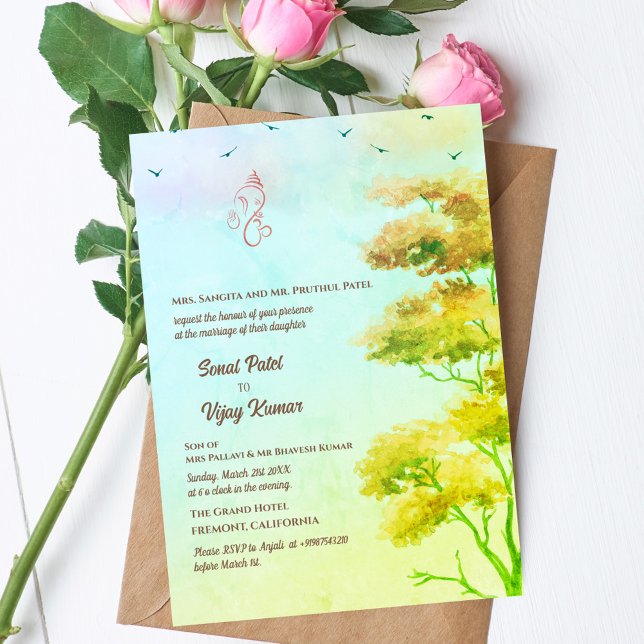 Indian Hindu Bröllop Ganesha Inbjudningar (Skapare uppladdad)