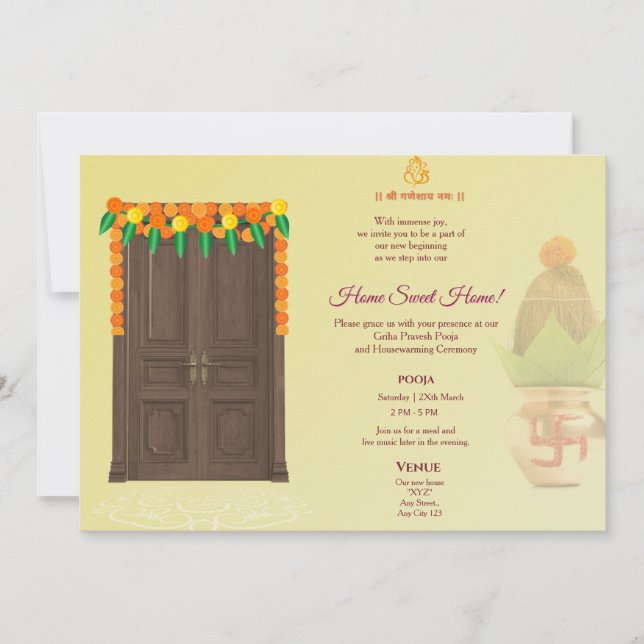 Indian House warming | Grihapravesh pooja Inbjudningar (Framsida)