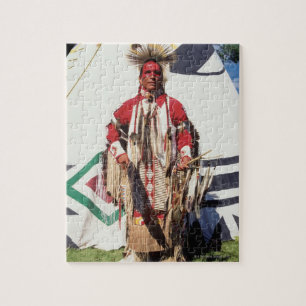 Indian i traditionella plagg på pussel